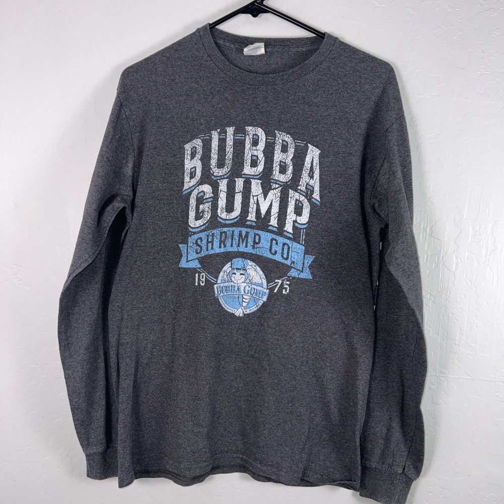 Bubba Gump Shrimp Company Anaheim Single‎ Stitch Long Sleeve T-Shirt ✅ Dark Gray